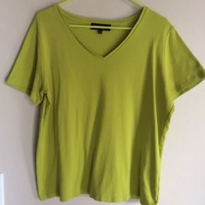 Jones New York Charteuse V-neck T-shirt